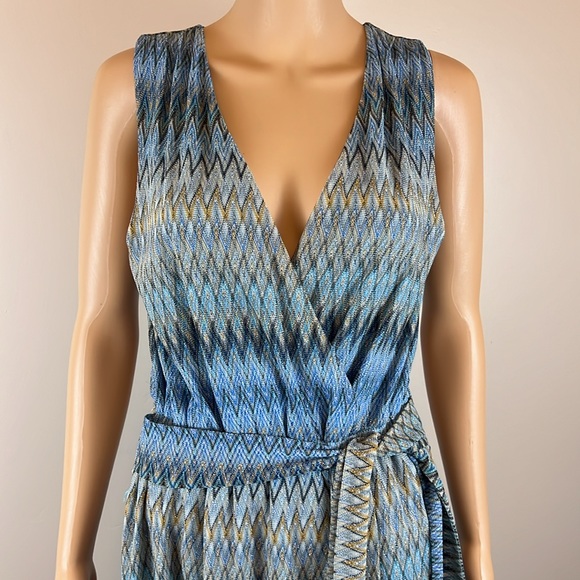 Ramy Brook Elena V-Neck Chevron Print Midi Dress - Picture 4 of 7